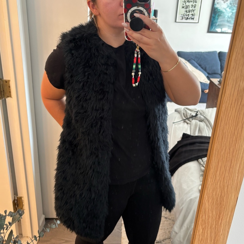 Blue fur vest